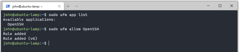 Allow OpenSSH in UFW