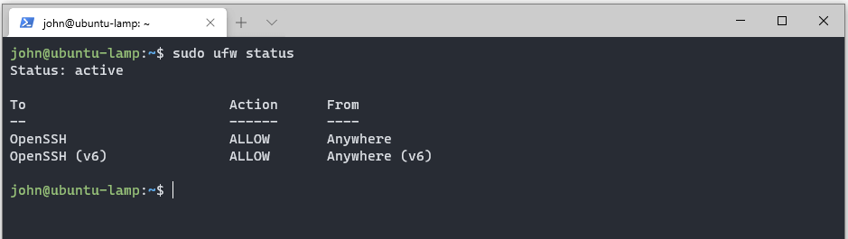 OpenSSH enable in UFW