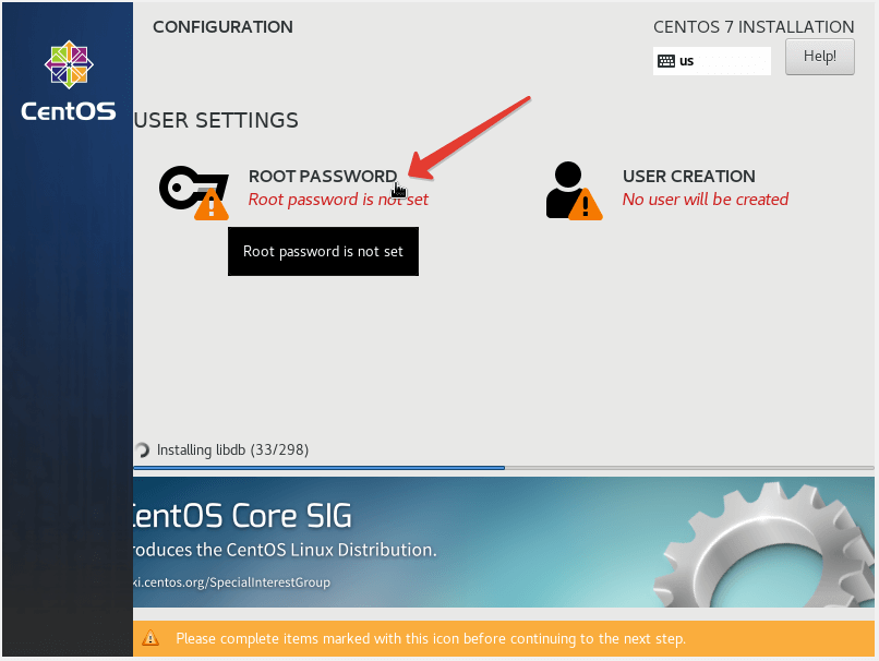 Зададим пароль для Root