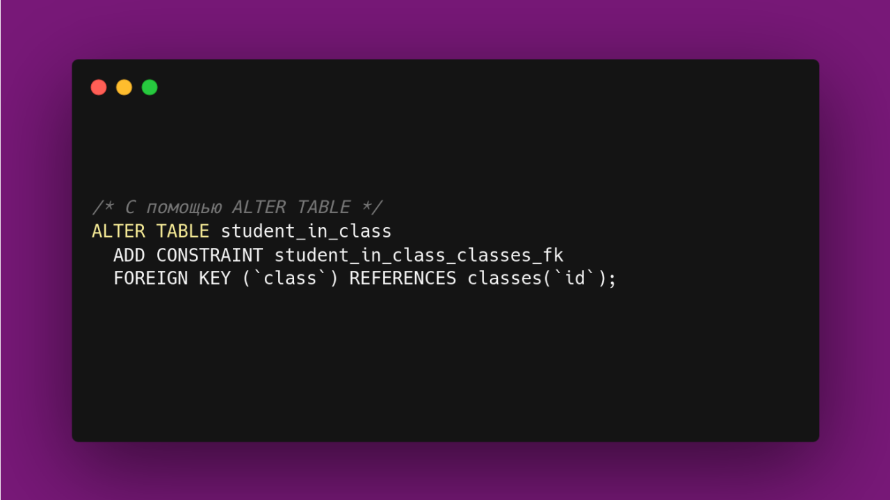 Оператор SQL FOREIGN KEY - внешний ключ 