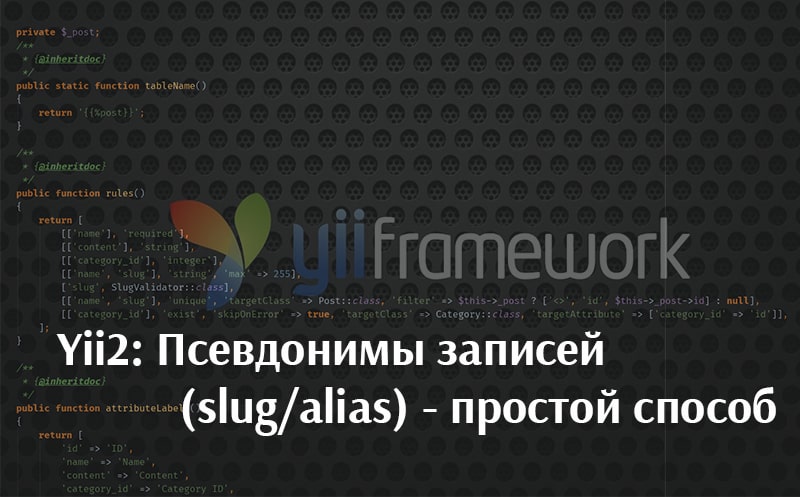 Создание и управление псевдонимами записей в Yii2